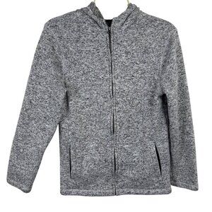 Cat & Jack Kids Fleece Sweater Heathered Grey Full Zip Boys Lrg 12/14 EUC